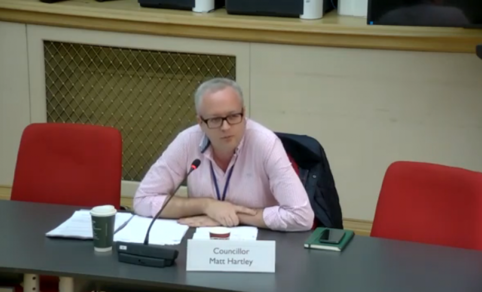 Cllr Matt Hartley at Greenwich Council Budget Scrutiny 2023