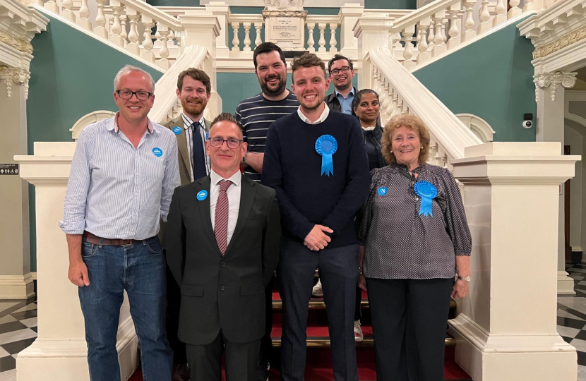 Roger Tester with the Conservative team at the Town Hall