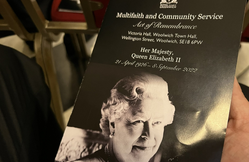 Her Late Majesty Queen Elizabeth II multi faith event programme