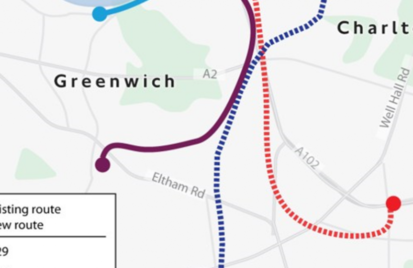 Map of the promised Eltham to Beckton bus route