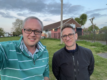 Councillors Matt Hartley and Roger Tester at Coldharbour Adventure Play Centre