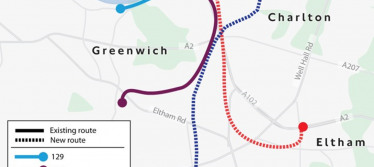 Map of the promised Eltham to Beckton bus route